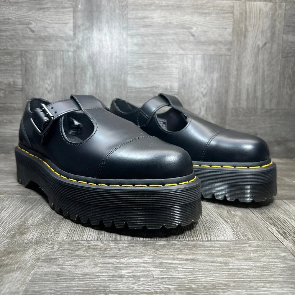 Dr. Martens Bethan Mary Jane Womens 10 Black Platform Leather T-Bar NEW